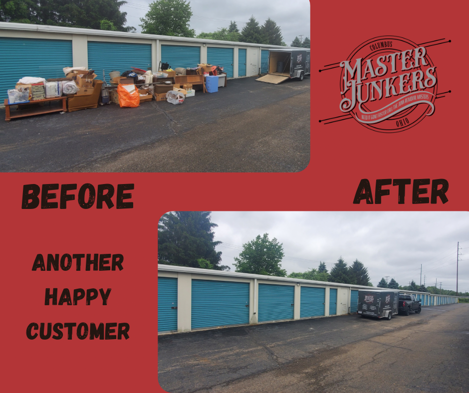 Before and after pictures of a Storage unit clean out