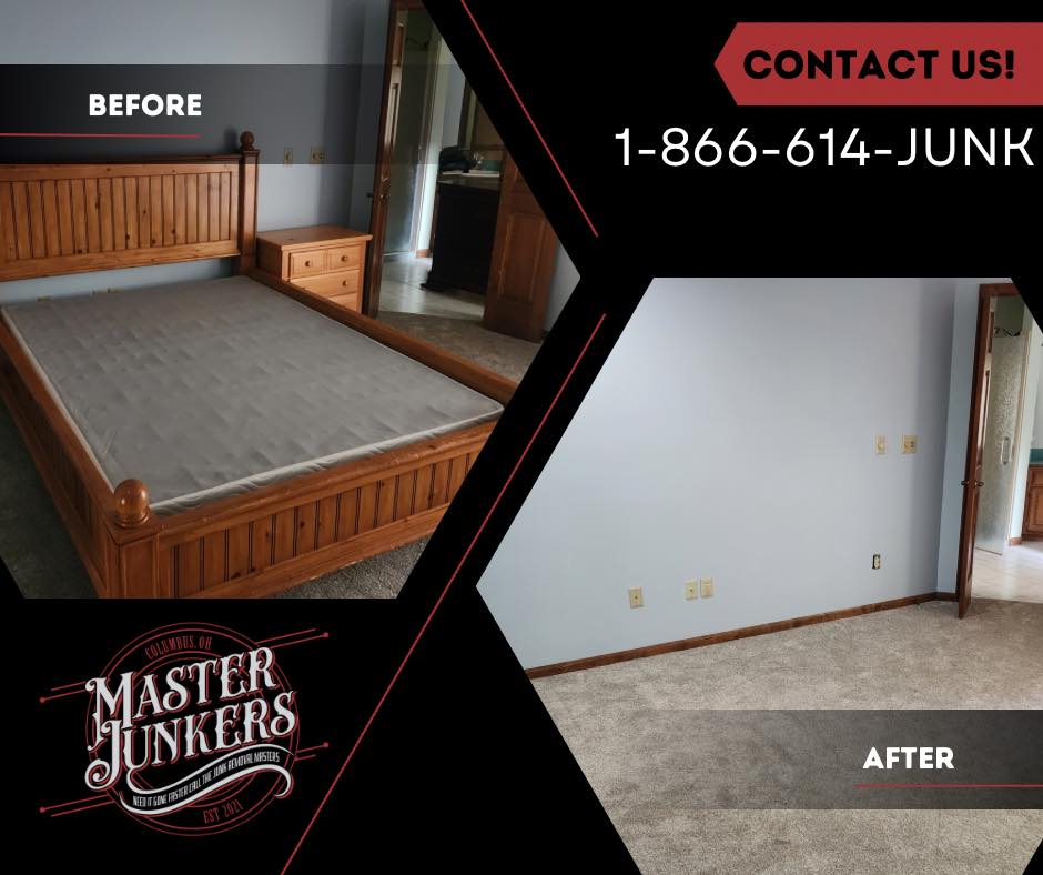 Before and after pictures of a furniture removal job in Columbus Ohio