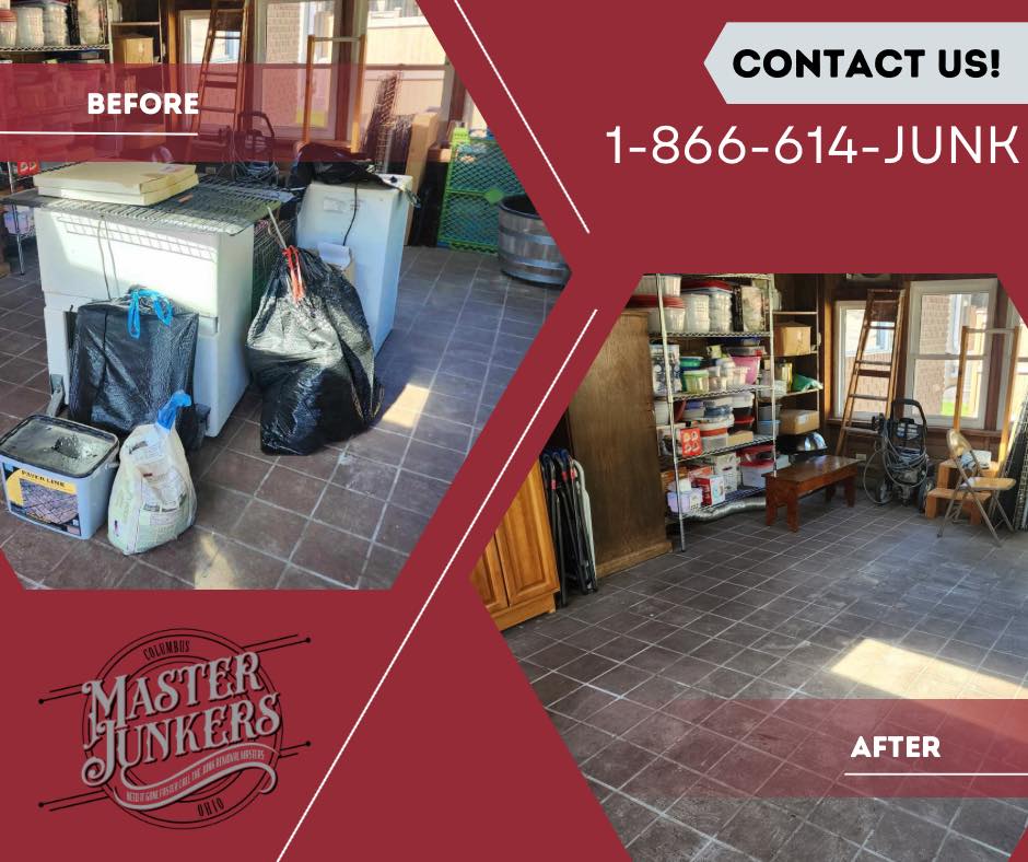 Before and after pictures of general junk removal in Columbus Ohio