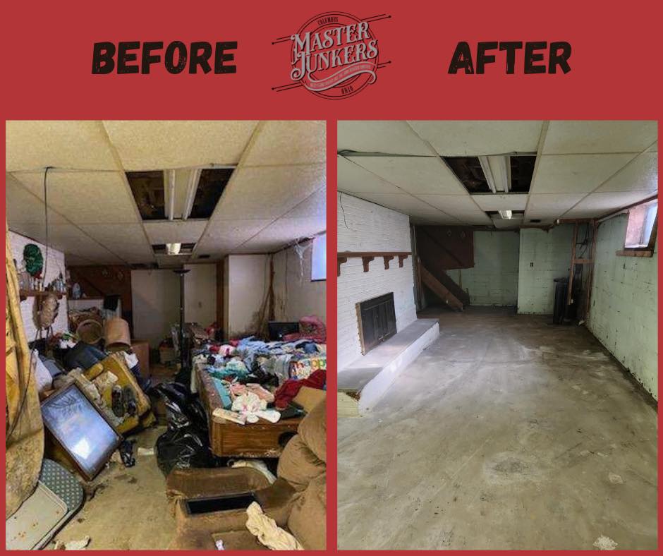 Before and after picture of a hoarder clean out